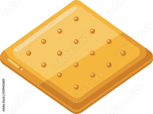 Delicious food vector artwork illustration of a single saltine cracker