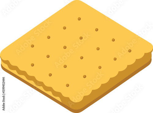 Delicious food vector artwork illustration of a single saltine cracker