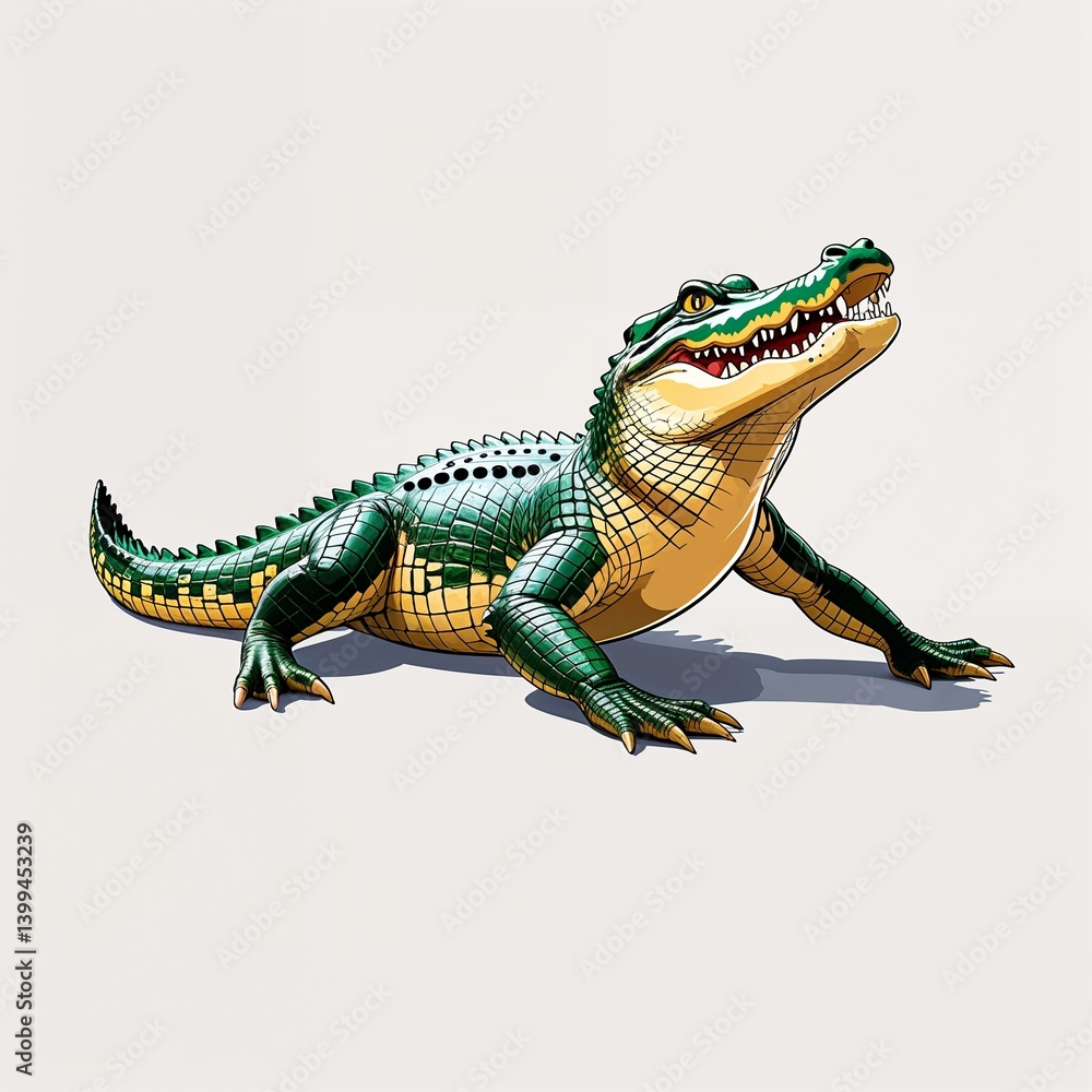 Obraz premium Alligator vector art illustration on plain white background