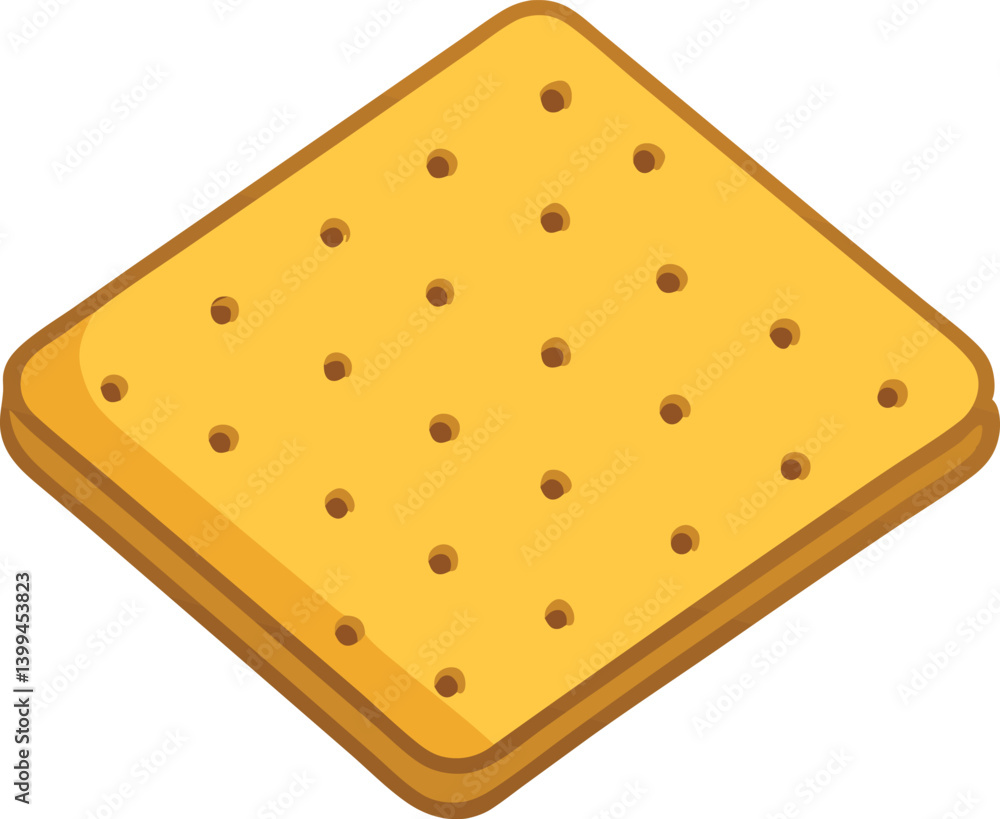 Delicious food vector artwork illustration of a single saltine cracker Delicious food vector artwork illustration of a single saltine cracker
