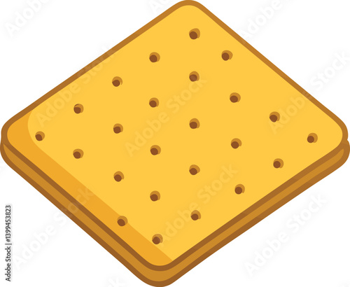 Delicious food vector artwork illustration of a single saltine cracker