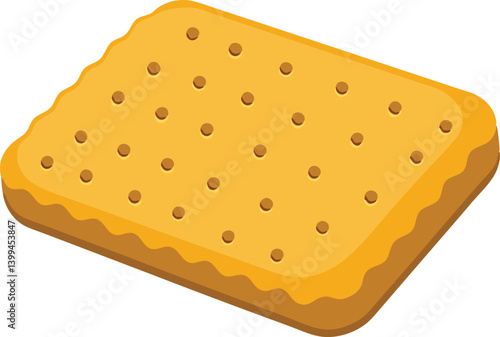 Delicious food vector artwork illustration of a single saltine cracker