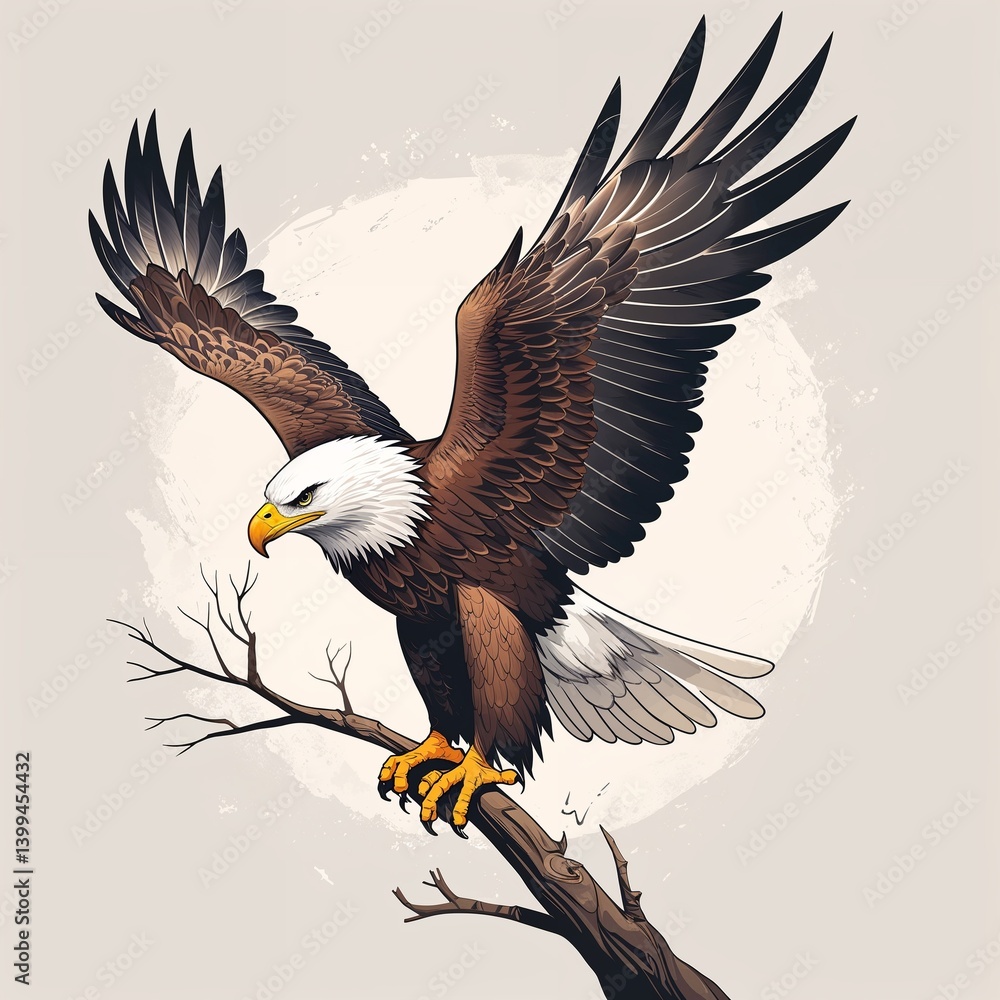 Obraz premium Eagle vector art illustration on plain white background