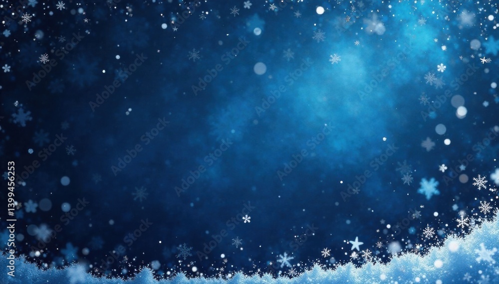 Obraz premium Swirling snowflakes on a dark blue canvas, with silvery accents and subtle sparkle , delicate, frosty, shimmering