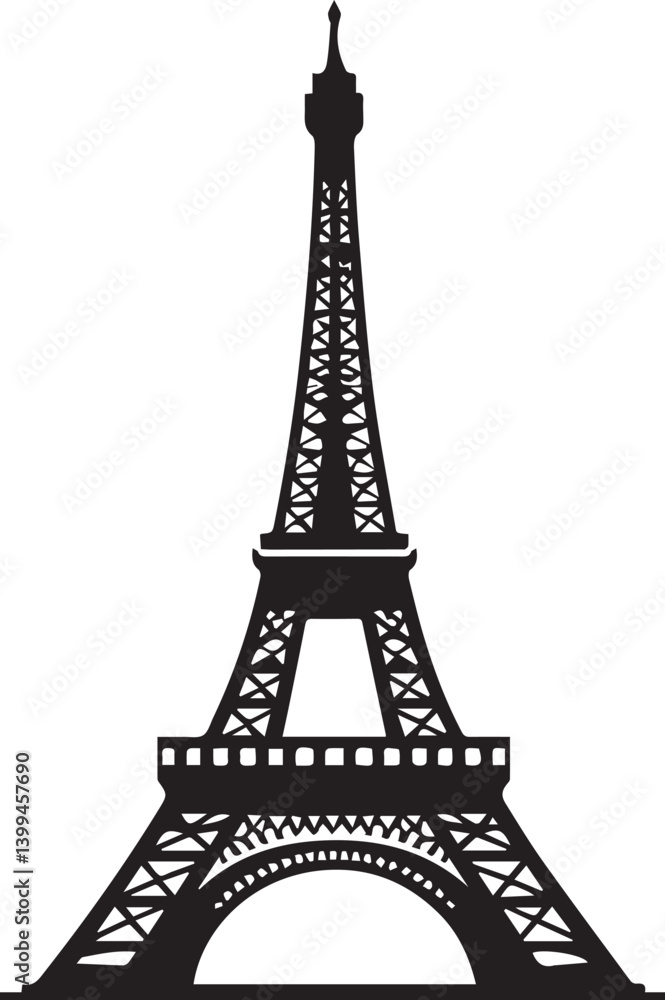 Fototapeta premium Eiffel tower black and white vector