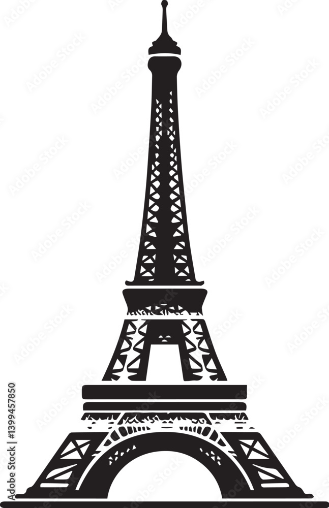 Obraz premium Eiffel tower black and white vector