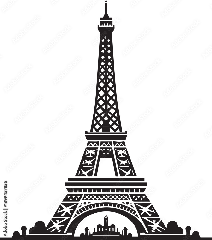 Fototapeta premium Eiffel tower black and white vector