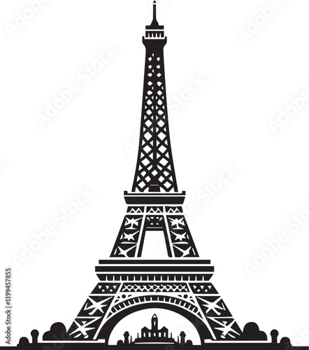 Eiffel tower black and white vector