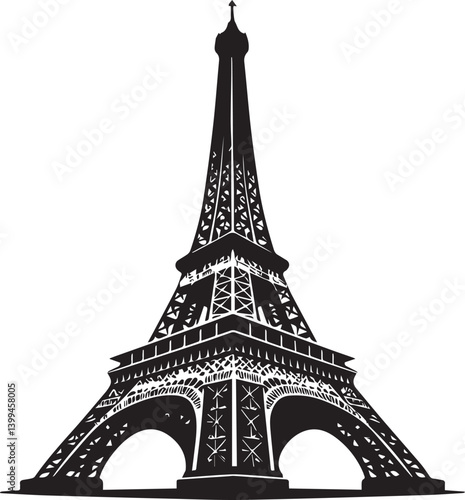 Eiffel tower black and white vector