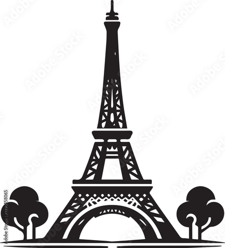 Eiffel tower black and white vector