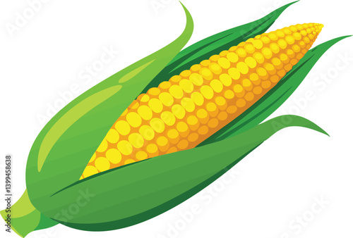 Delicious food vector artwork illustration of fresh yellow corn on the cob