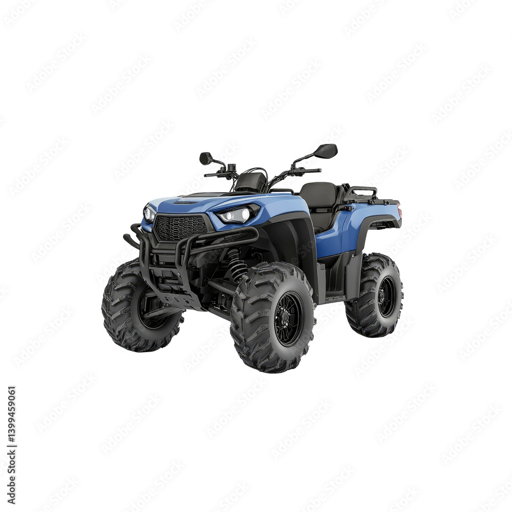 Powerful Blue ATV Quad Bike Isolated on Transparent Background Powerful Blue ATV Quad Bike Isolated on Transparent Background