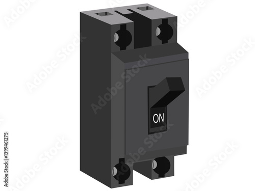 Electrical circuit breaker on white background.