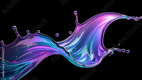 Abstract purple liquid wave splash illustration on a vibrant backdrop