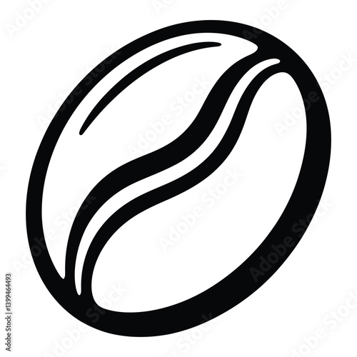 Coffee Bean Line Art, Silhouette, Vector, Icon, Logo, White Background.