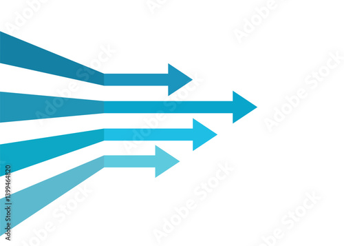 4 arrows moving forward up represent competition, business progress and profit