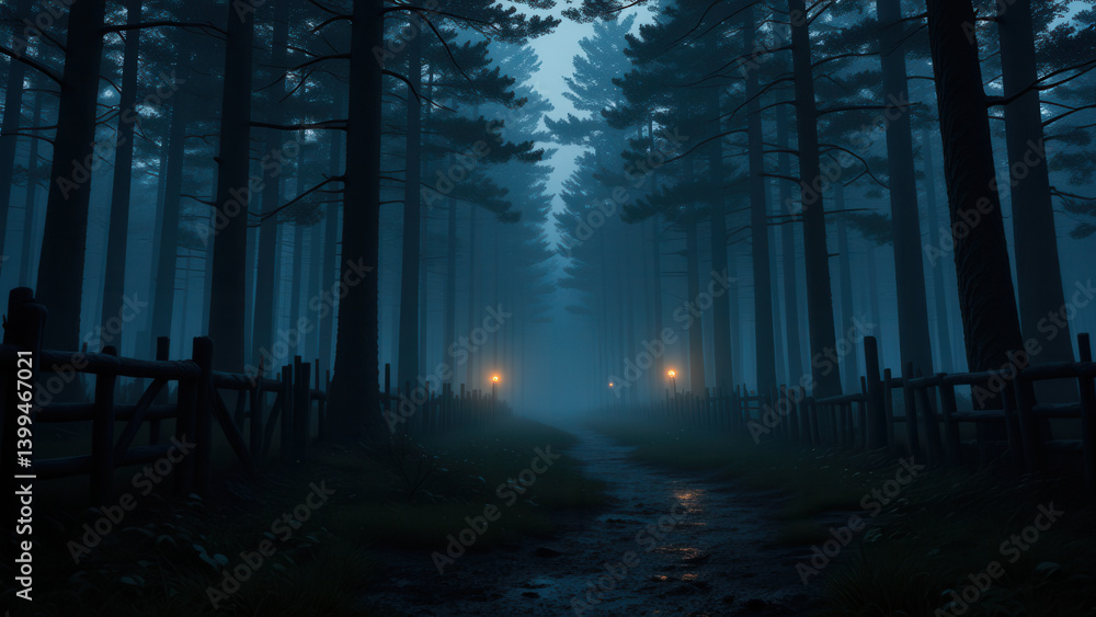 Naklejka premium anime wallpaper viking environment illustration background