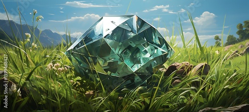 A fierce grass with an armoured shield Diamond,ai generative