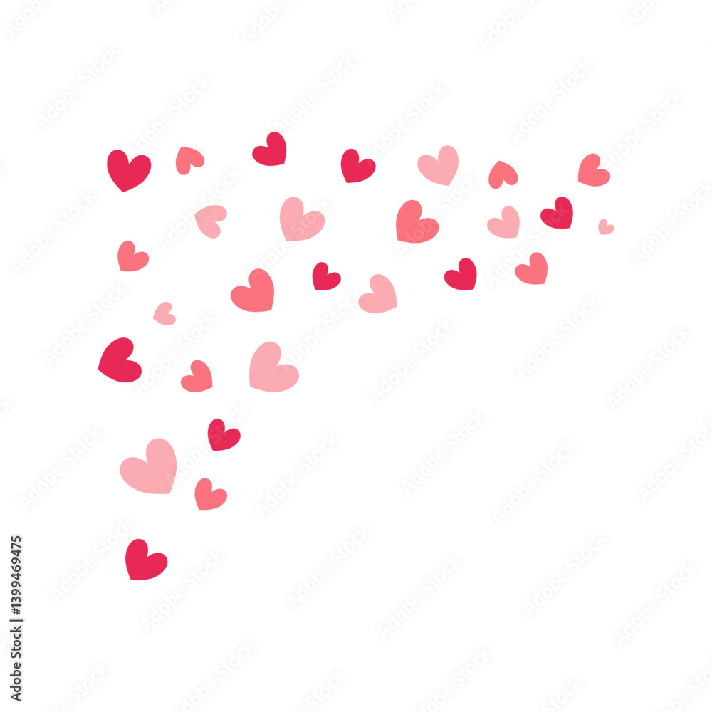 Rose pink hearts border. Vector illustration. Heart decorations for Valentine's day design