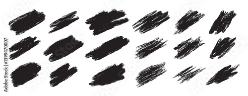 scratch, accidental touch black paint, ink brush stroke shapes, brush lines. Vector dirty grunge elements.