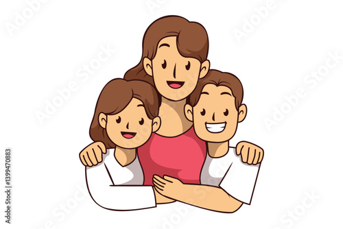 Happy mothers day illustration of mother and childs