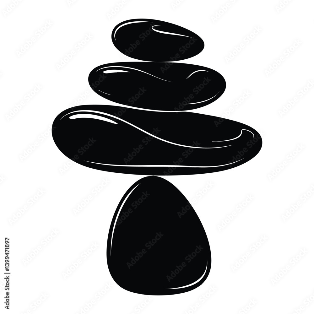Balance Stone Line Art, Silhouette, Vector, Icon, Logo, White Background. Balance Stone Line Art, Silhouette, Vector, Icon, Logo, White Background.