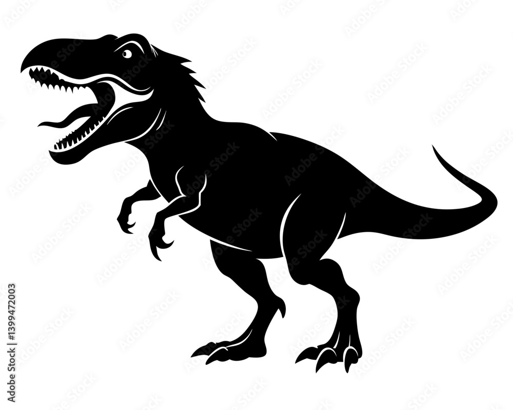 Fototapeta premium T-Rex Dinosaur Vector Silhouettes & SVG Icon, Dinosaur SVG Vector Design