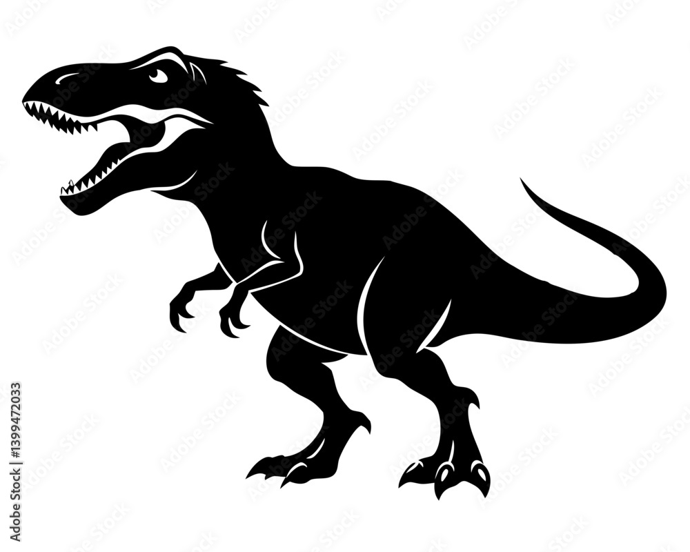 Fototapeta premium T-Rex Dinosaur Vector Silhouettes & SVG Icon, Dinosaur SVG Vector Design
