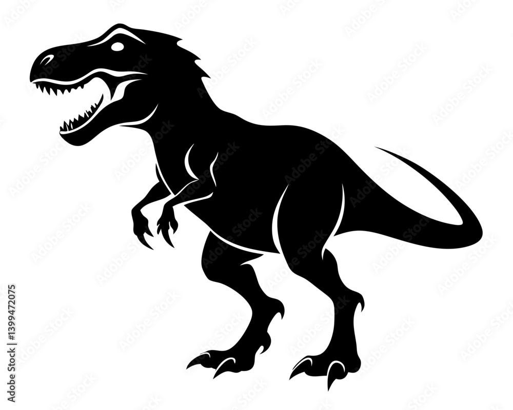 Obraz premium T-Rex Dinosaur Vector Silhouettes & SVG Icon, Dinosaur SVG Vector Design