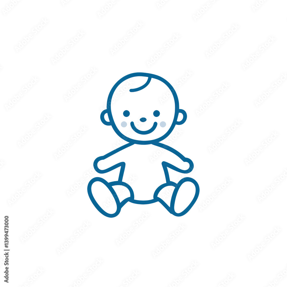 Cute Cartoon Baby Icon Simple, Happy Infant Illustration Cute Cartoon Baby Icon Simple, Happy Infant Illustration