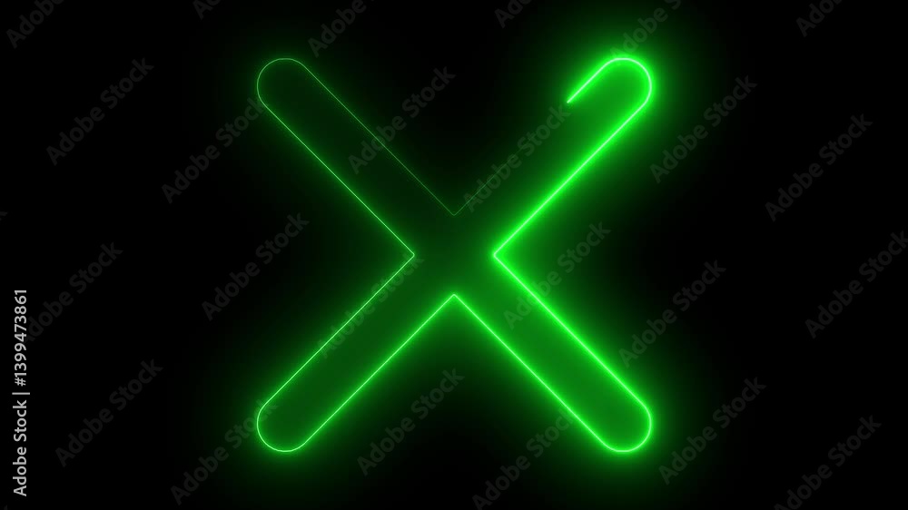 UI icon with neon light isolated in black background. 4k video reject, remove UI icon with neon light isolated in black background. 4k video reject, remove