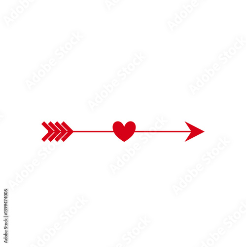 Arrow with hearts. Design elements for Valentine's day and wedding. Vector illustration