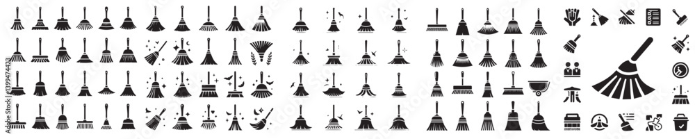 broom silhouette icon vector set broom silhouette icon vector set