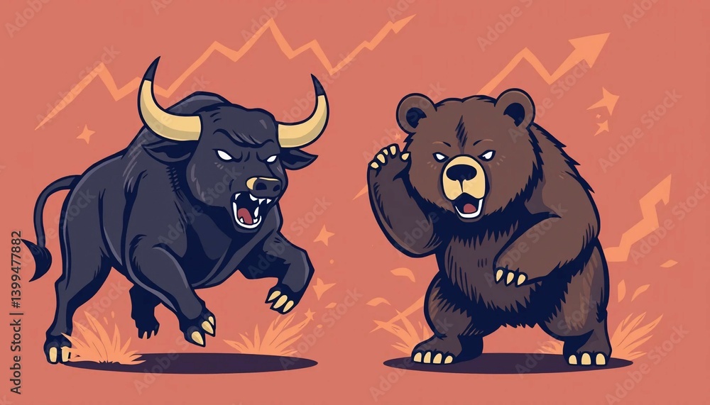 Fototapeta premium Funny cartoon animal illustration of a big wild bear, lion, and wolf