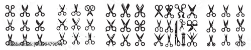 set of vector silhouette scissors icons