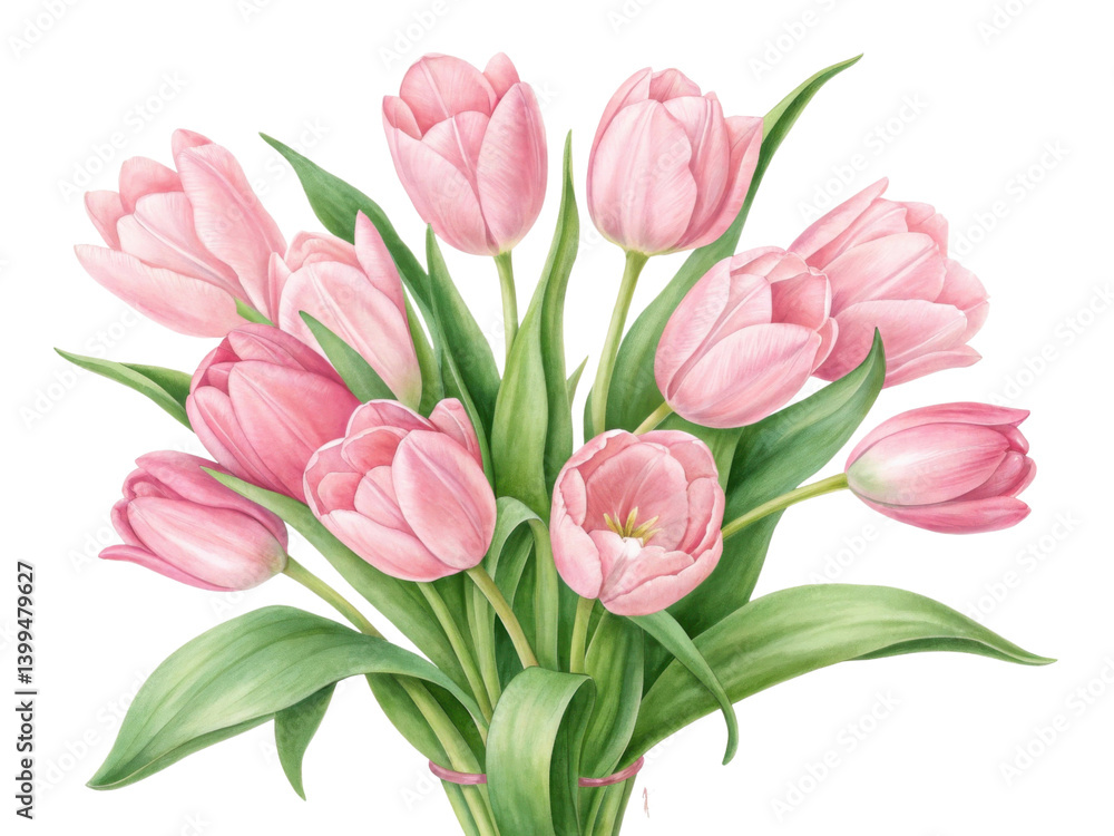 beautiful bouquet of pink tulips, symbol of love and spring, showcases delicate petals of each flower in vibrant detail beautiful bouquet of pink tulips, symbol of love and spring, showcases delicate petals of each flower in vibrant detail