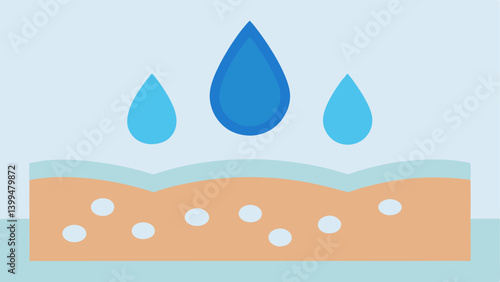 Hydration Boost An illustration showing a hydrated skin texture illustrating how exosomes help to retain moisture in the skin after cosmetic treatments.