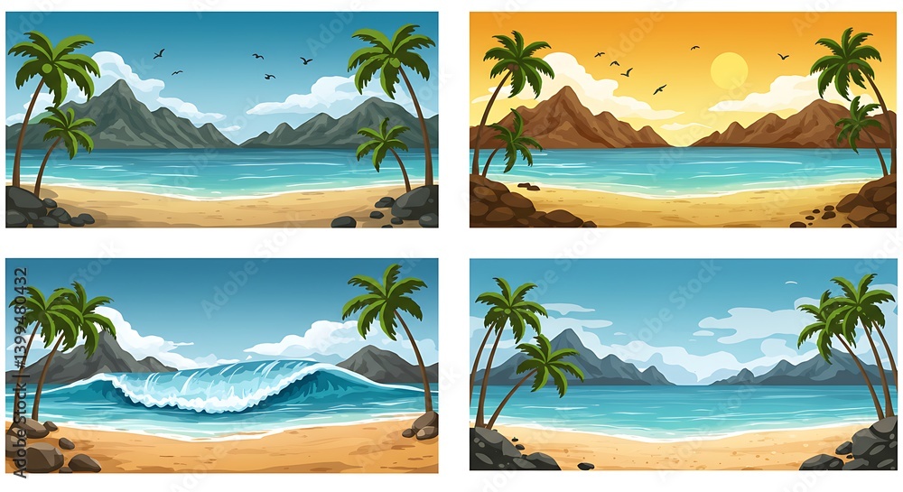 Obraz premium Tropical Tides Quartet AI Generated