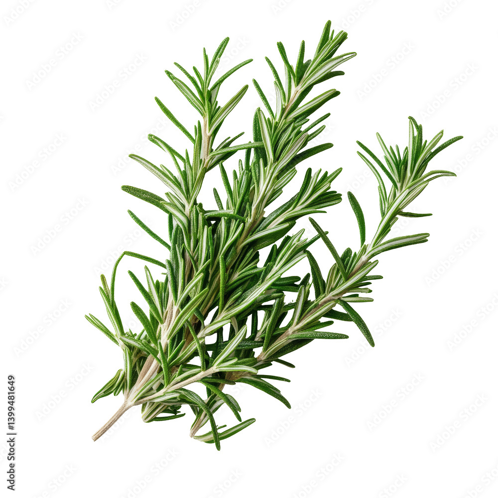 Fototapeta premium Fresh rosemary sprigs isolated on transparent background perfect for culinary uses and herbal remedies, fresh rosemary isolated on transparent background