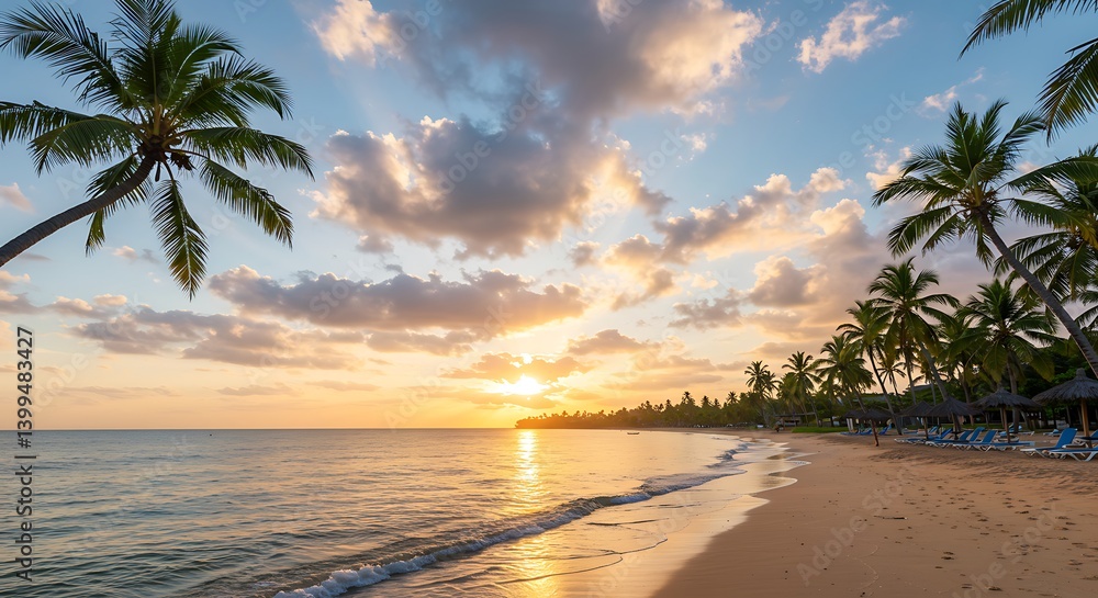 Fototapeta premium Sunset's Embrace AI Generated