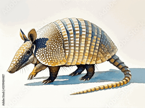 Desert armor in wash armadillo isolated watercolor vector illustration svg    
