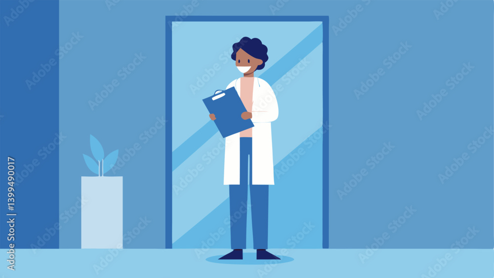 Thes Role A healthcare professional standing outside the chamber attentively monitoring the person inside with a clipboard in hand and a reassuring smile on their face. Thes Role A healthcare professional standing outside the chamber attentively monitoring the person inside with a clipboard in hand and a reassuring smile on their face.