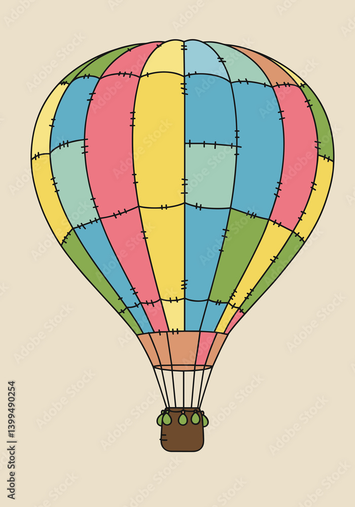 Naklejka premium Colorful hot air balloon illustration on a light background 