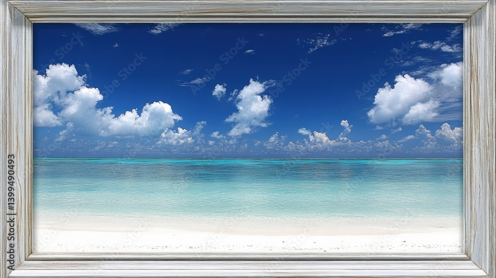 Fototapeta premium High-quality framed sea landscape with crystal waters and white sands