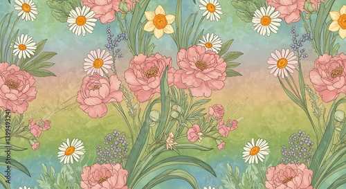 Floral Tapestry of Spring AI Generated