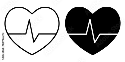 Vector illustration of Heart Beat icon set isolated on transparent background