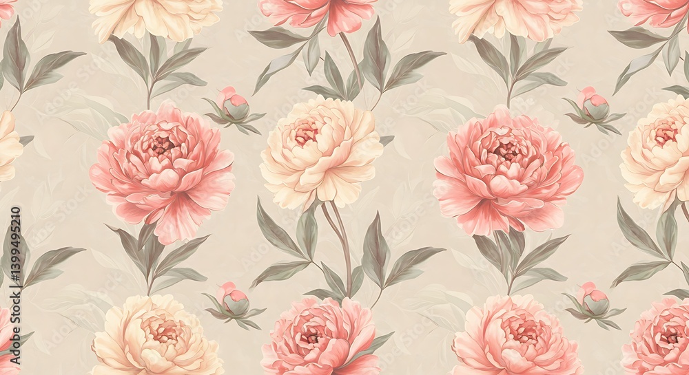 Fototapeta Blushing Peony Bloom AI Generated