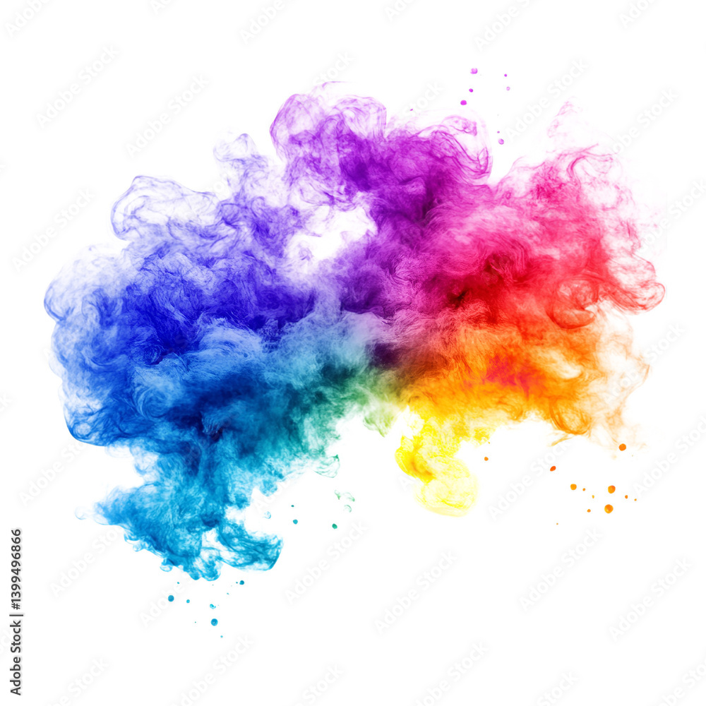 Fototapeta premium Colorful smoke bomb effect on black background vibrant explosion abstract smoke art wallpaper design element on transparent background