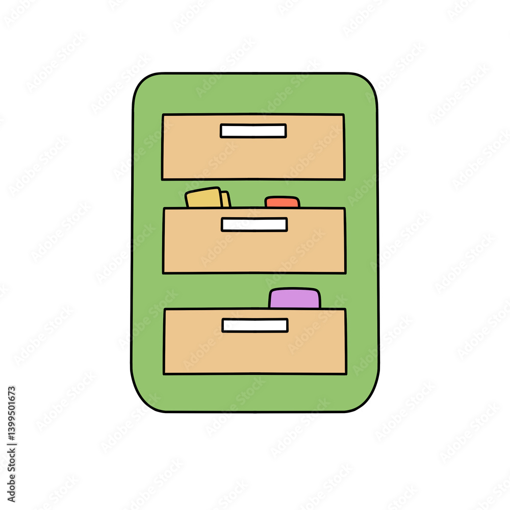 A green box with three drawers A green box with three drawers