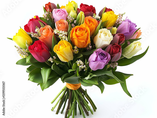 Colorful bouquet of roses and tulips (52)